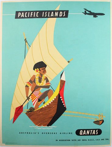 Pacific Islands - Quantas - Vintage Travel Poster - Posters