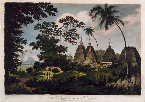 Pagodas at Deogar - William Hodges c 1787 - Vintage Orientalist Painting of India by William Hodges