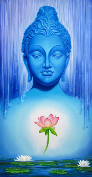 Painting - Buddha With Lotus - Canvas Prints