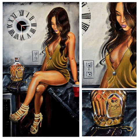 Painting - Crown Royal Whiskey Girl - Bar Art - Posters by Deepak Tomar