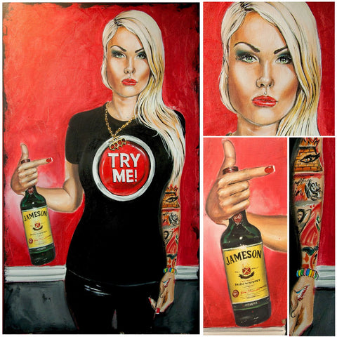 Painting - Girl With Jameson Whiskey - Bar Art - Posters by Deepak Tomar