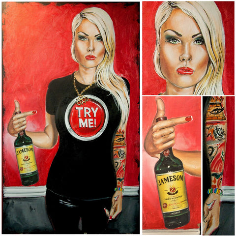 Painting - Girl With Jameson Whiskey - Bar Art by Deepak Tomar