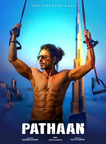 Pathan - Shah Rukh Khan - Bollywood Superhit Hindi Movie Poster by Tallenge Store