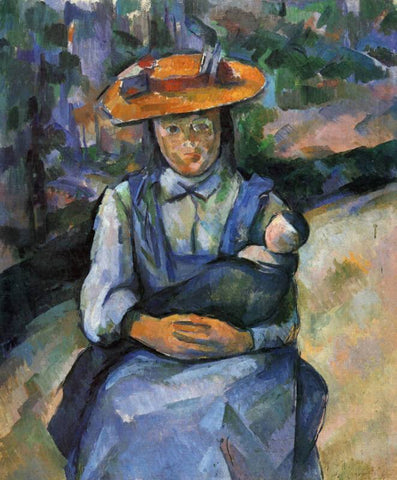 Little Girl With A Doll - Large Art Prints by Paul Cezanne