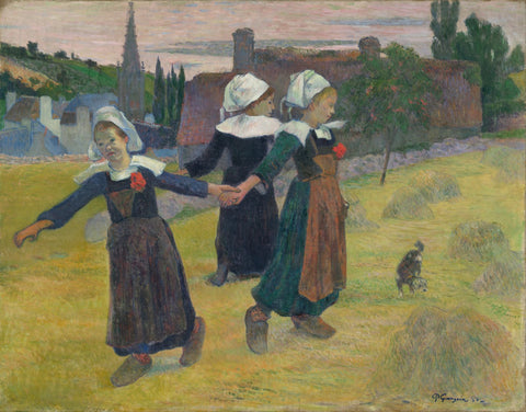 Breton Girls Dancing - Large Art Prints by Paul Gauguin
