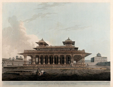 Pavilion in the fort of Allahabad, Uttar Pradesh - Coloured Aquatint - Thomas Daniell - 1795 Vintage Orientalist Paintings of India - Posters by Thomas Daniell