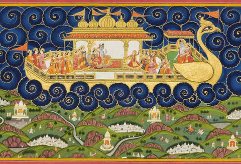 Peacock In The Desert The Royal Arts of Jodhpur, India - Indian Miniature Painting From Ramayan - Vintage Indian Art by Kritanta Vala