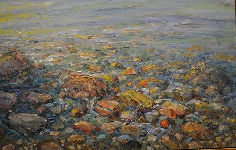 Pebbles On The Shore - Large Art Prints by Teri Hamilton