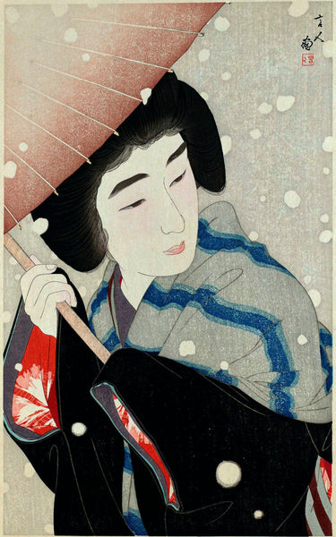 Peony Snow (Botan Yuki) - Torii Kotondo - Japanese Oban Tate-e print Painting - Art Prints