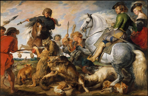 Wolf And Fox Hunt - Peter Paul Rubens - Large Art Prints by Peter Paul Rubens