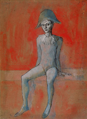 Seated Harlequin(sitzender harlekin) – Pablo Picasso Painting by Pablo Picasso