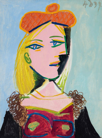 Woman With Orange Beret And Fur Collar Marie‐Thérèse (Femme au béret orange et au col de fourrure)- Pablo Picasso - Canvas Prints by Pablo Picasso