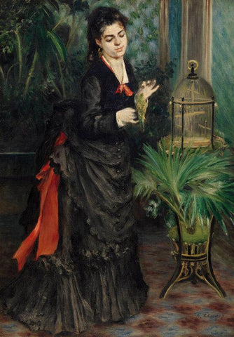 Woman With Parakeet - Large Art Prints by Pierre-Auguste Renoir
