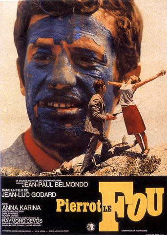 Pierrot Le Fou (1965) - Jean-Luc Godard - French New Wave Cinema Poster - Framed Prints