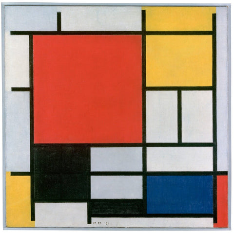 Mondrian, Composition With Red, Yellow, And Blue - Large Art Prints by Piet Mondrian