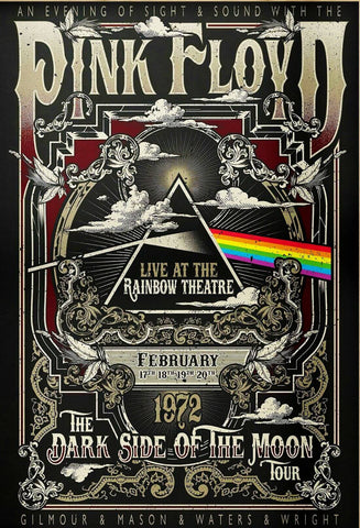 Pink Floyd - Dark Side Of The Moon Tour 1972 - Rainbow Theater Concert Poster - Art Prints