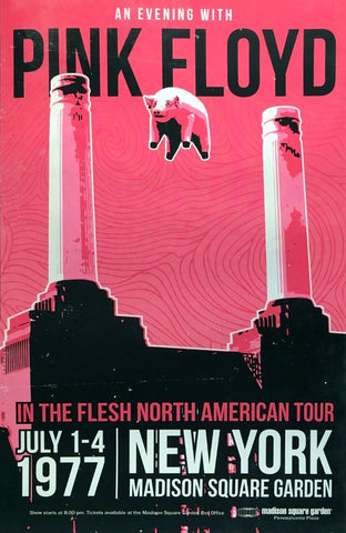Pink Floyd - In The Flesh Tour 1977 - Madison Square Garden NY - Vintage Music Concert Poster - Large Art Prints