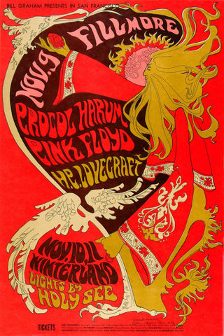 Pink Floyd - Vintage Concert Poster - Fillmore Auditorium 1967 - Music Poster by Tallenge