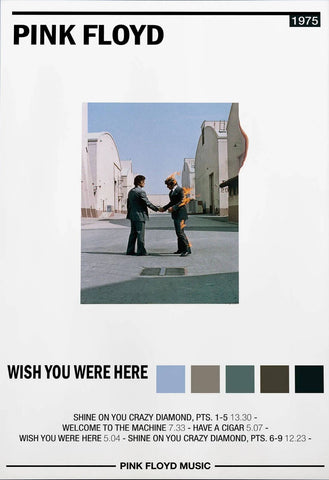 Pink Floyd - Wish You Were Here Album - Fan Art Music Poster by Tallenge