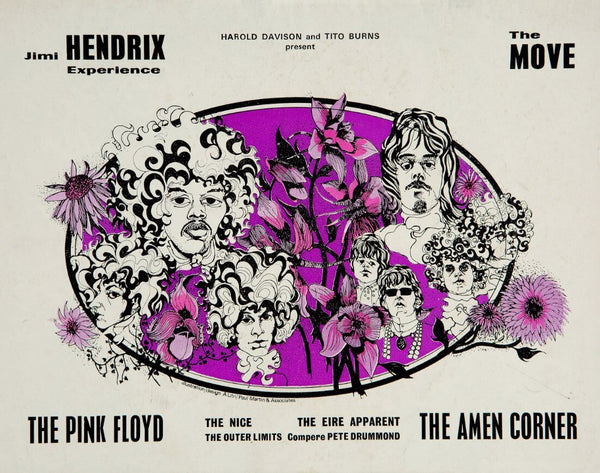 Pink Floyd And Jimi Hendrix - 1967 Vintage UK Concert Poster - Music Poster - Framed Prints