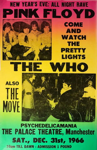 Pink Floyd And The Who - 1966 Vintage UK Concert Poster - Music Poster - Life Size Posters