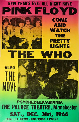Pink Floyd And The Who - 1966 Vintage UK Concert Poster - Music Poster - Framed Prints