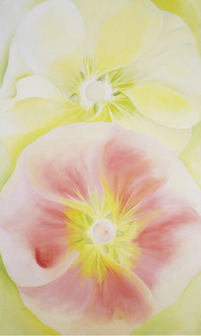 Pink And Yellow Hollyhocks - Posters by Georgia OKeeffe