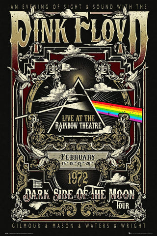 Pink Floyd - Dark Side Of the Moon 1972 Concert at the Rainbow Theatre - Live Concert Poster - Art Prints by William
