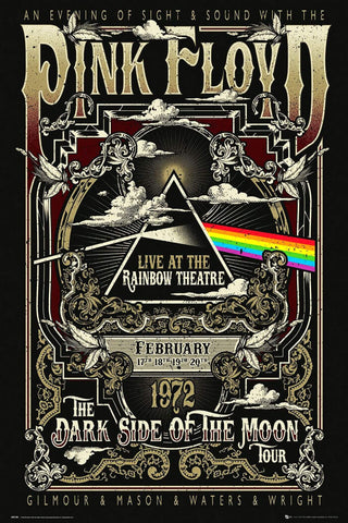 Pink Floyd - Dark Side Of the Moon 1972 Concert at the Rainbow Theatre - Live Concert Poster - Framed Prints