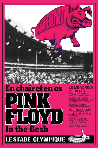 Retro Vintage Music Concert Poster -Pink Floyd - In The Flesh Tour - Tallenge Music Collection by Kenneth