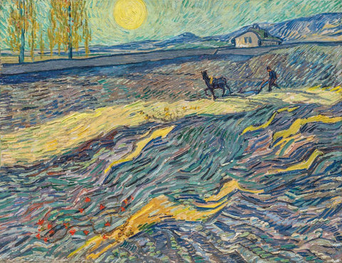 Plowman In A field, St Remy - Vincent van Gogh - Landscape Painting - Posters by Vincent Van Gogh