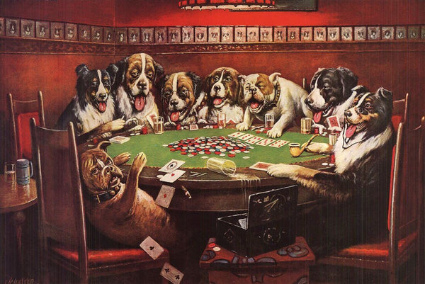 Poker Sympathy (Dogs Playing Poker Series) - Cassius Coolidge Painting - Posters