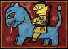 Policeman Riding a Tiger - Jamini Roy Bengal School Art Painting - Life Size Posters