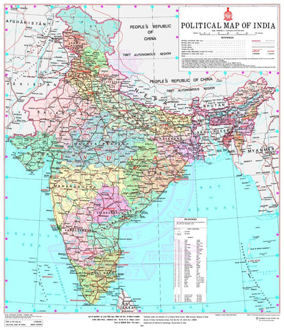 Political Map Of India - Large Art Prints by Tallenge