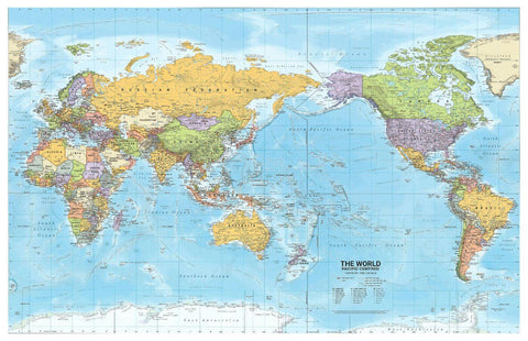 Political Map Of The World (Pacific Centered) - Art Prints
