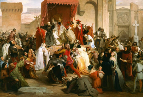 Pope Urban II Preaching The First Crusade In The Square Of Clermont - Posters by Francesco Hayez