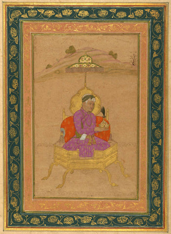 Portrait Of The Emperor Akbar - 12Th Century Ah/Ad 18Th Century -Vintage Indian Miniature Art Painting by Miniature Vintage