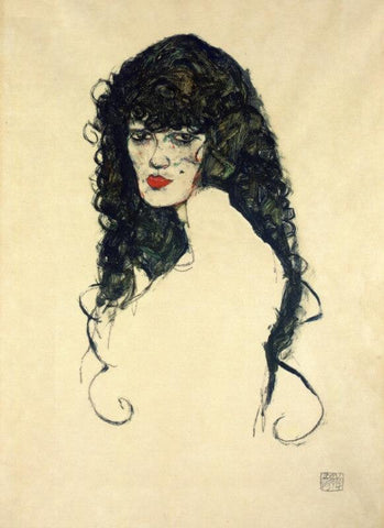 Egon Schiele - Portrait Einer Frau Mit Dem Schwarzen Haar (Portrait Of A Woman With Black Hair) by Egon Schiele