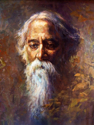 Portrait Of Nobel Laureate Rabindranath Tagore - Canvas Prints by Tallenge Store