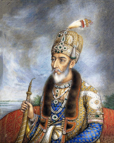 Portrait Of Bahadur Shah II - Vintage Indian Royalty Painting - Posters by Royal Portraits