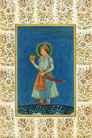 Portrait Of Jehangir - Vintage Indian Mughal Royalty Painting - Canvas Prints by Royal Portraits