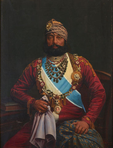 Portrait Of Maharaja Jaswant Singh - Vintage Indian Royalty Painting - Framed Prints
