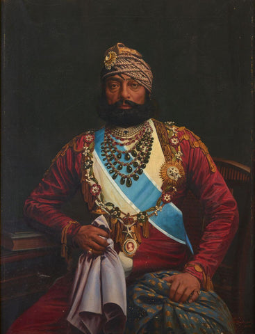 Portrait Of Maharaja Jaswant Singh - Vintage Indian Royalty Painting by Royal Portraits