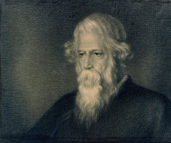 Tagur Portrait of Rabinranath Tagore (in Conte crayon) - Atul Bose - Canvas ...