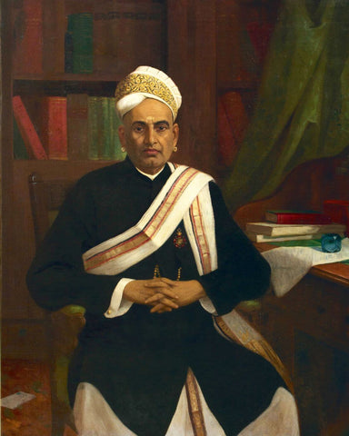 Portrait Of Shungrasoobyer Avergal, Dewan Of Travancore - Raja Ravi Varma - Vintage Indian Royalty Painting - Canvas Prints by Royal Portraits