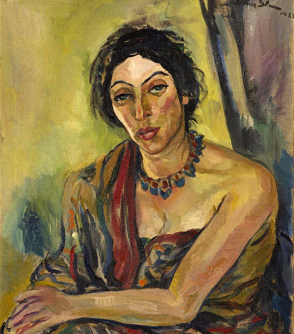Portrait of a Woman in a Sari (Roza) - Irma Stern - Portrait Painting - Posters by Irma Stern