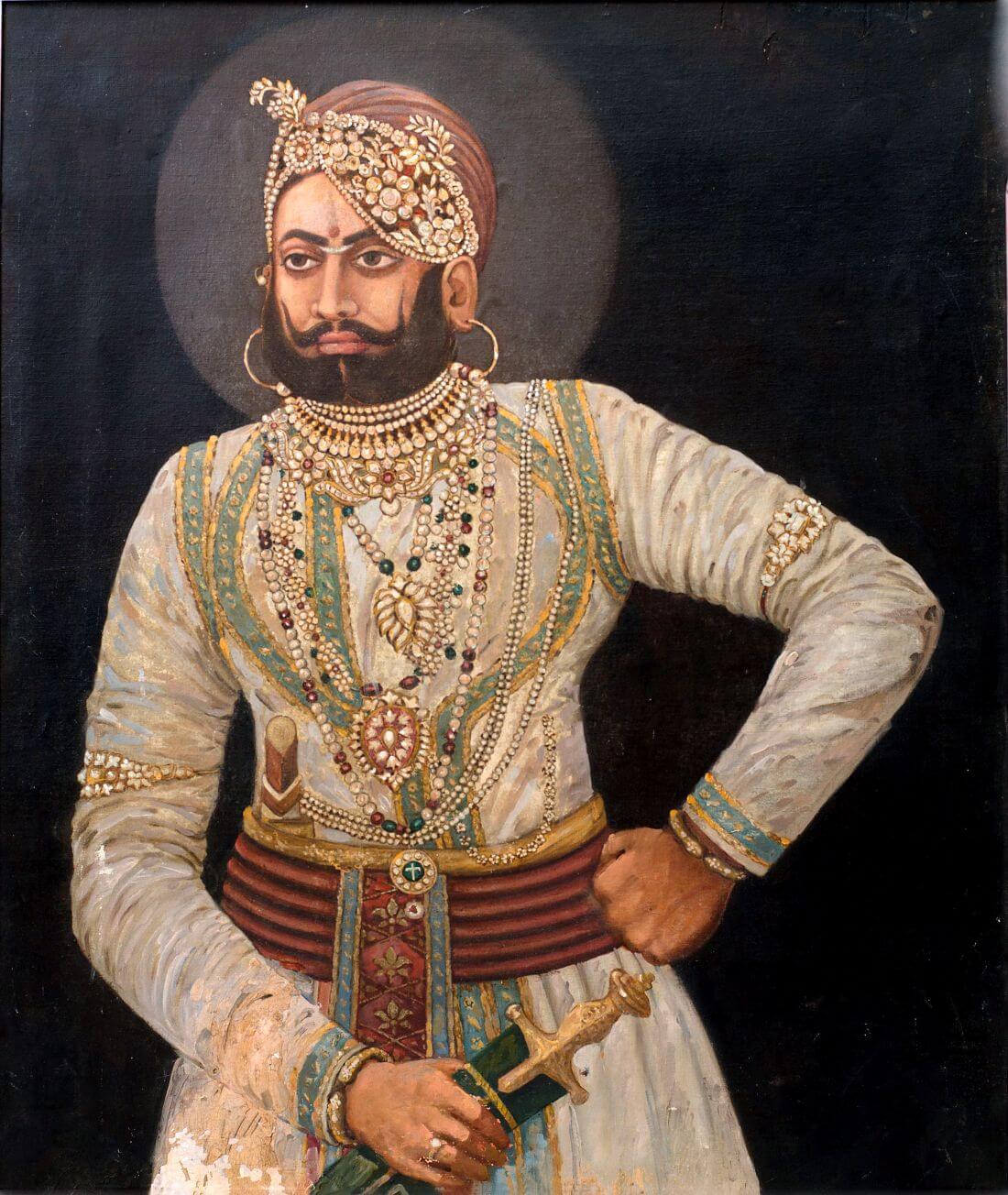Portrait Of An Indian King - Vintage Indian Royalty Painting ...