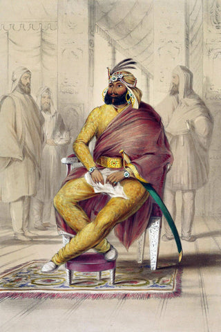 Portrait Of An Indian Maharaja Of India - Miss Eden Dickinson - 1844 Vintage Indian Royalty Painting - Framed Prints by Royal Portraits