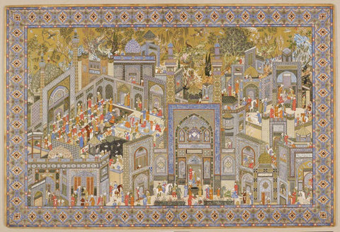 Prayers In A Mosque  - C.1889 - 1969 -  Vintage Indian Miniature Art Painting by Miniature Vintage