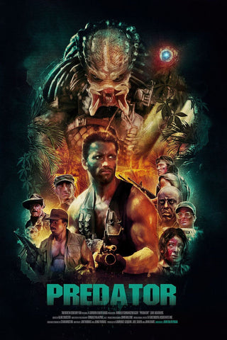 Predator - Arnold Schwarzenegger - Hollywood Sci Fi Action Movie Art Poster - Framed Prints